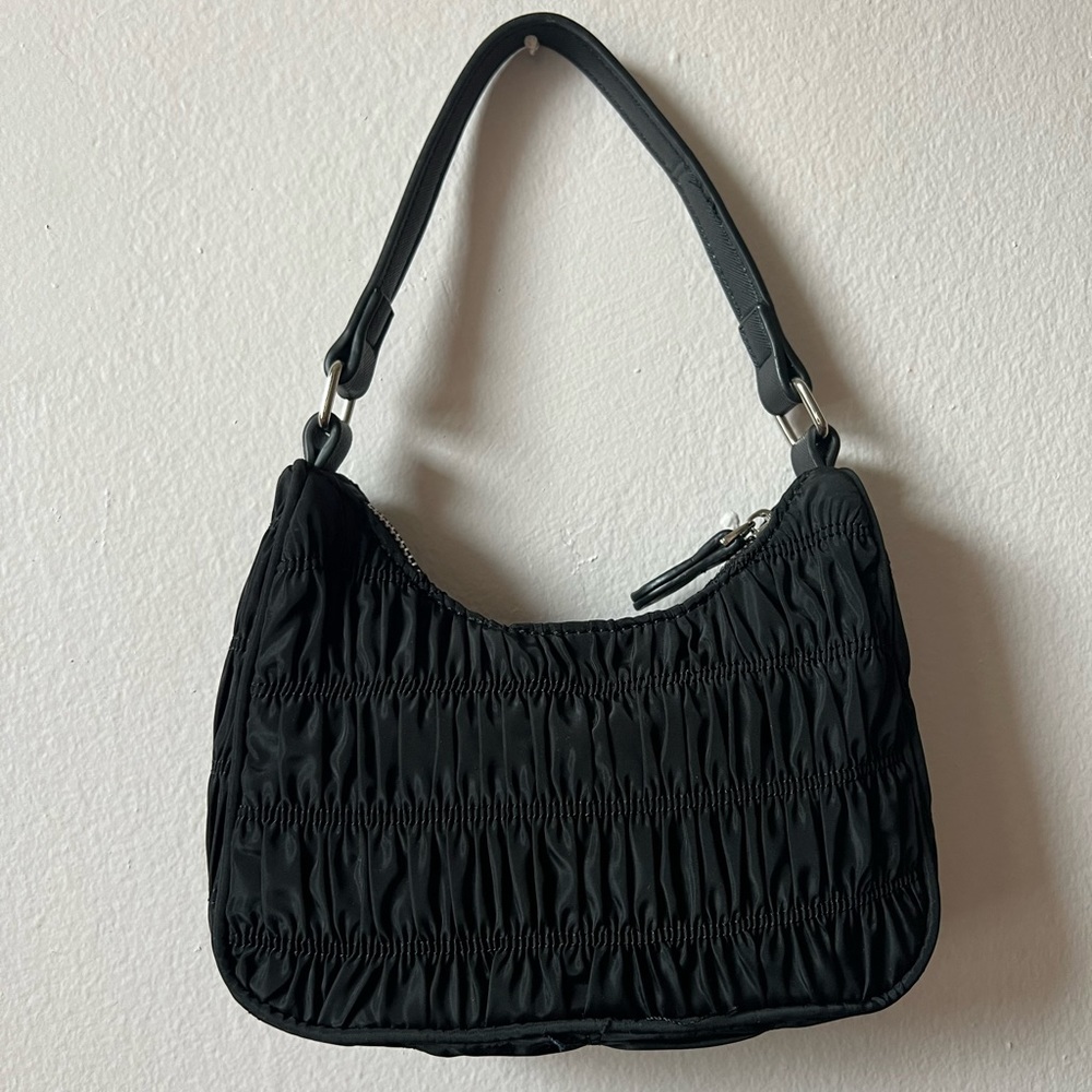 Black hobo bag with ruched design Y2K
